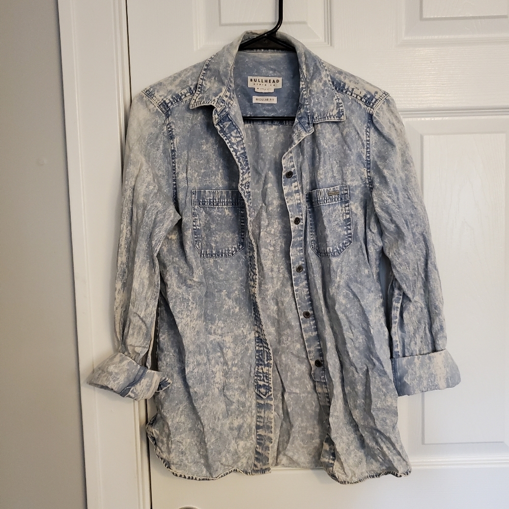 Light wash button down